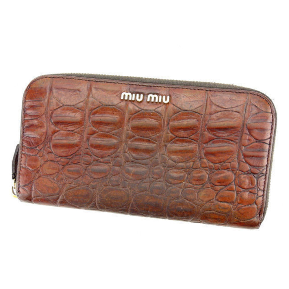 Miu Miu Long Wallet Crocodile Brown T16452s - image 1
